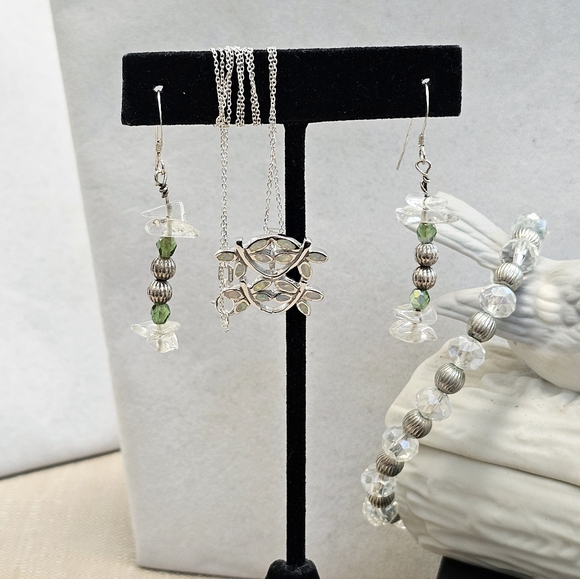 Jewelry - SET! ALL 925 Dragonfly Necklace with 925 Bead Bracelet and 925 Earrings SET!